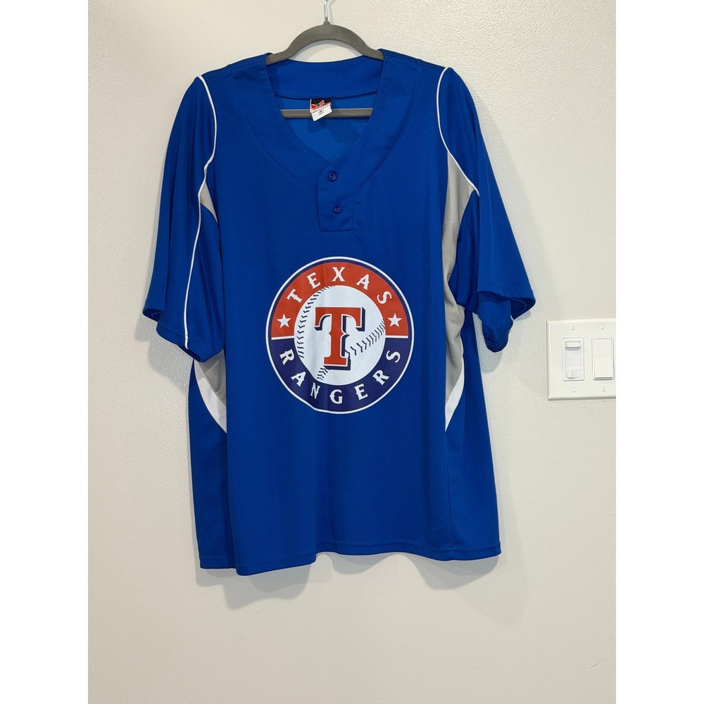 Alleson Athletic Texas Rangers Baseball Jersey XL Blue Grey 90s VTG